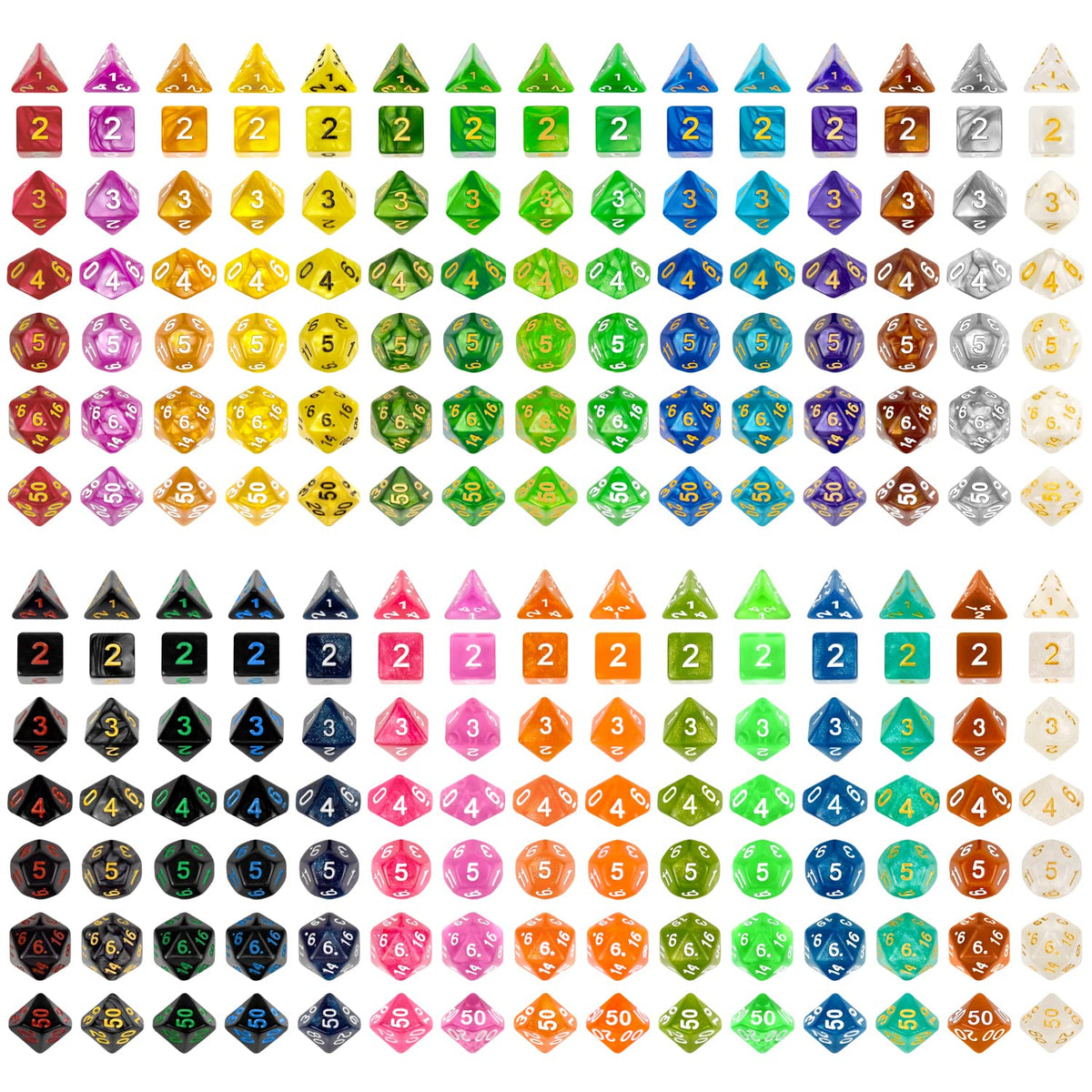 Thyores 210-piece polyhedral dice set for D&D sessions