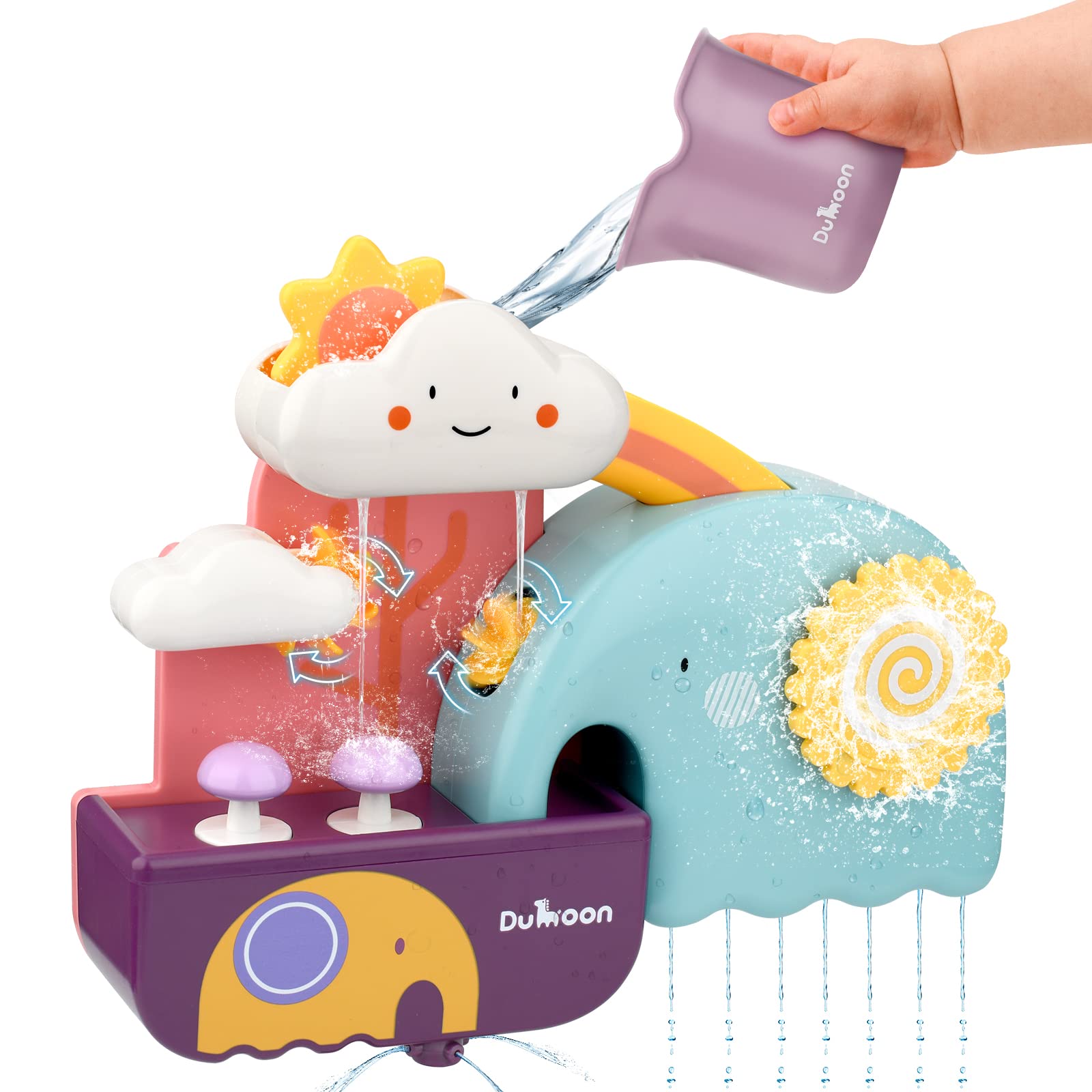 TI-TOO baby bath toy with waterwheel under a cloud for early science exploration