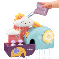 TI-TOO baby bath toy with waterwheel under a cloud for early science exploration