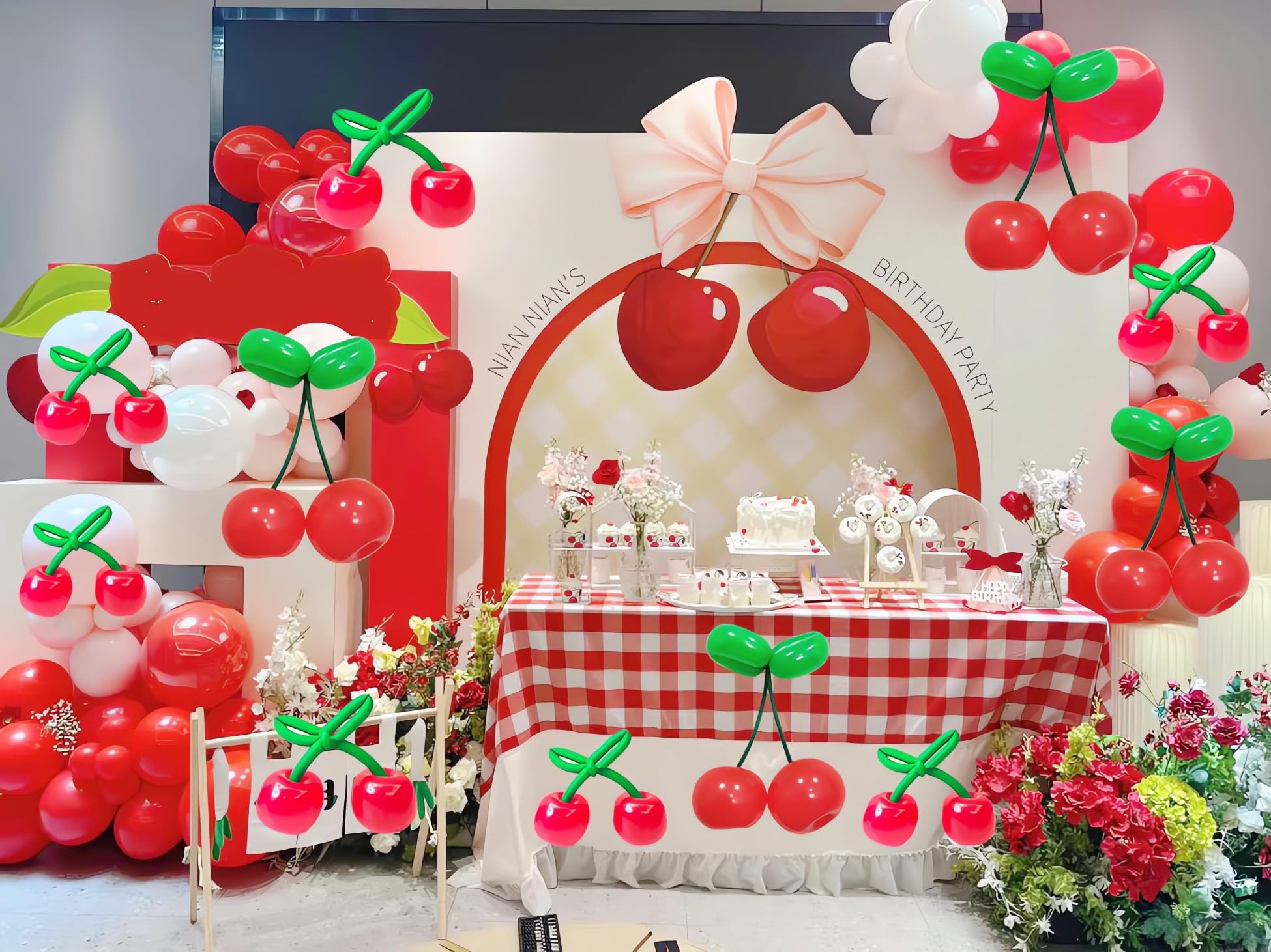 TiAaihion cherry balloon arch ideas for eye-catching party decor.