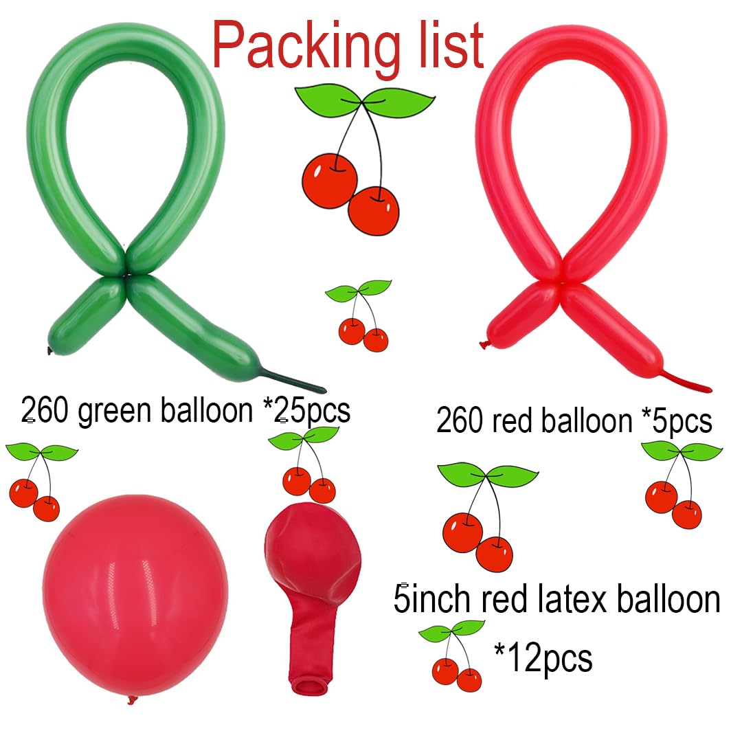 TiAaihion cherry-balloon design featuring lifelike red cherries and green stems.