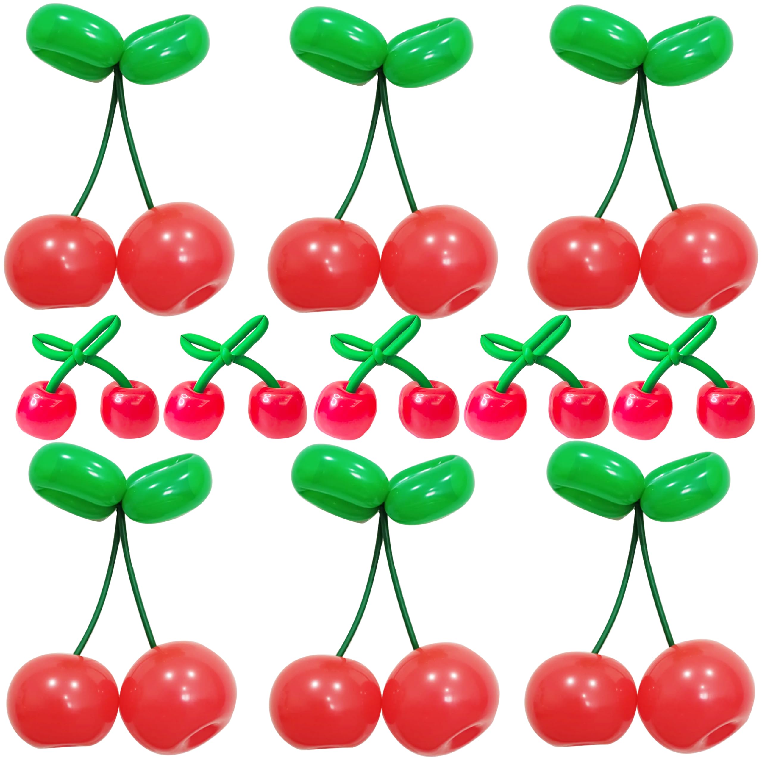 TiAaihion Cherry Balloons Kit in vivid red and green for festive decor.