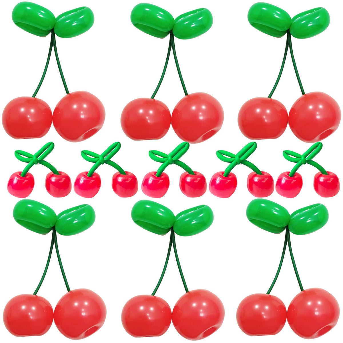 TiAaihion Cherry Balloons Kit in vivid red and green for festive decor.