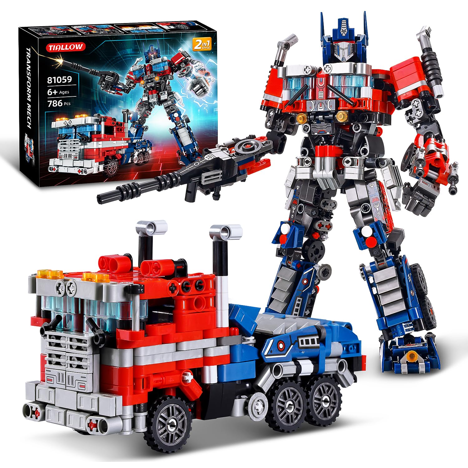 TIALLOW Transform Sets robot-truck front view, showing versatile build potential for STEM play
