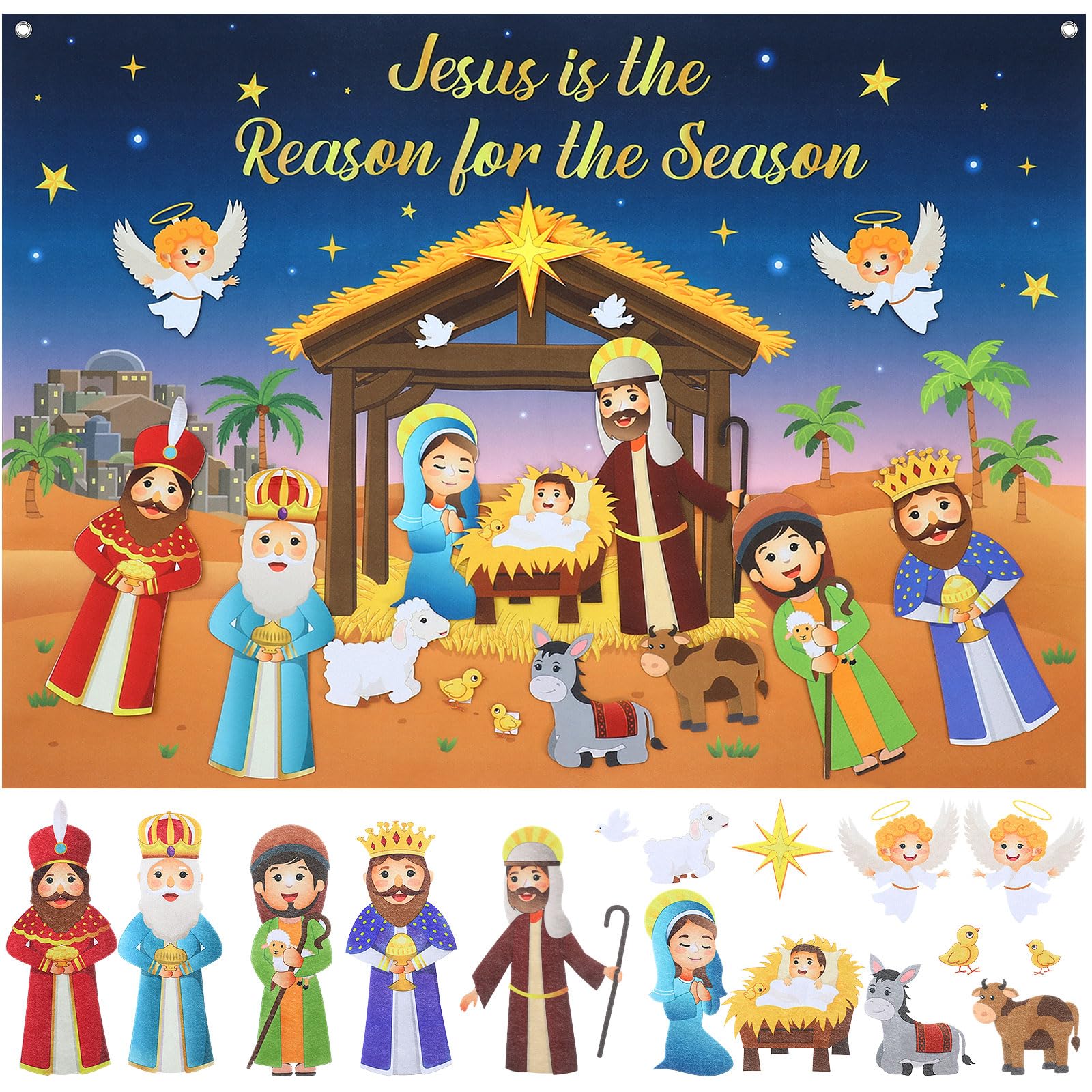 Tiamon Advent backdrop with Jesus birth scene for family learning
