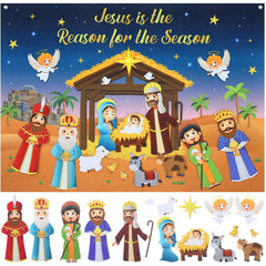 Tiamon Advent backdrop with Jesus birth scene for family learning