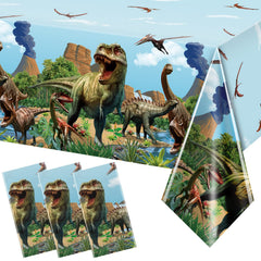 Tiamon dinosaur tablecloth forest pattern blue, ideal for kid-friendly birthday decor
