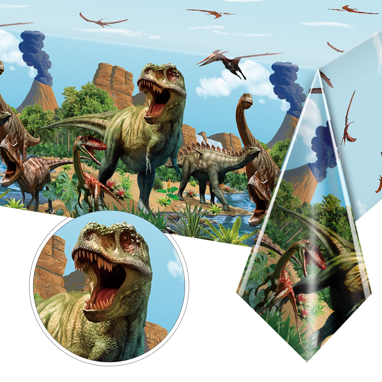 Tiamon dinosaur tablecloth packaged blue ready for easy party prep