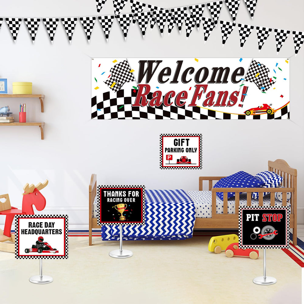 Tiamon multicolor race theme signs add cheerful color to walls