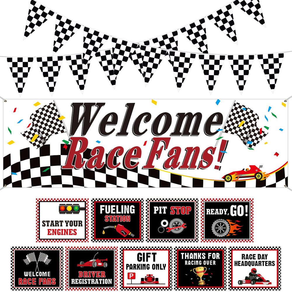 Tiamon racing car pennant banner 8ft adds vibrant race energy to any party backdrop