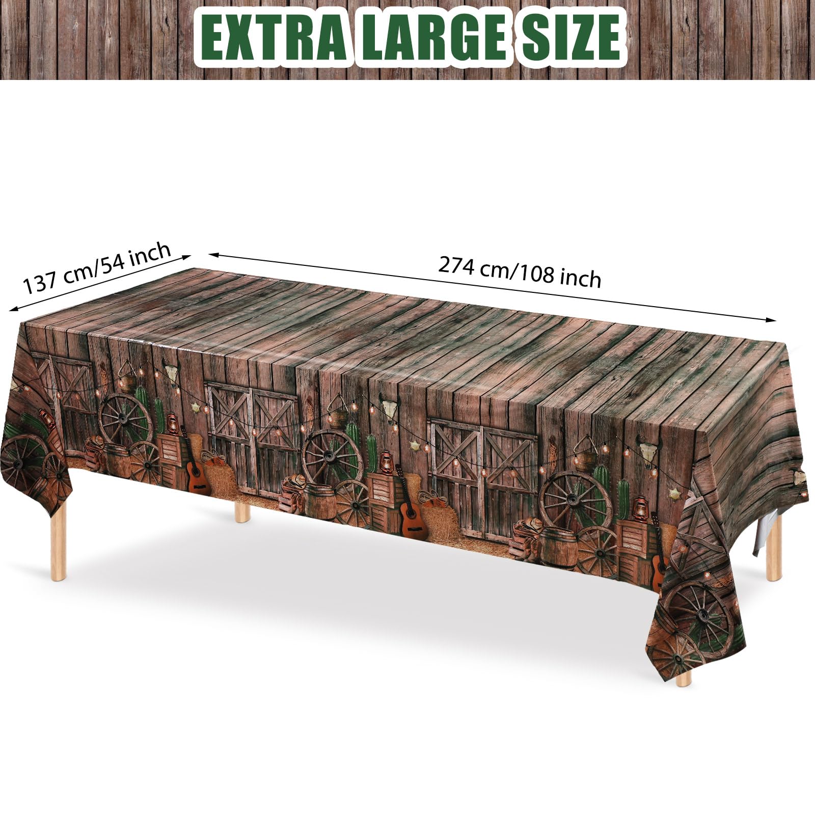Tiamon western barn-door table cover adds rustic charm to events.
