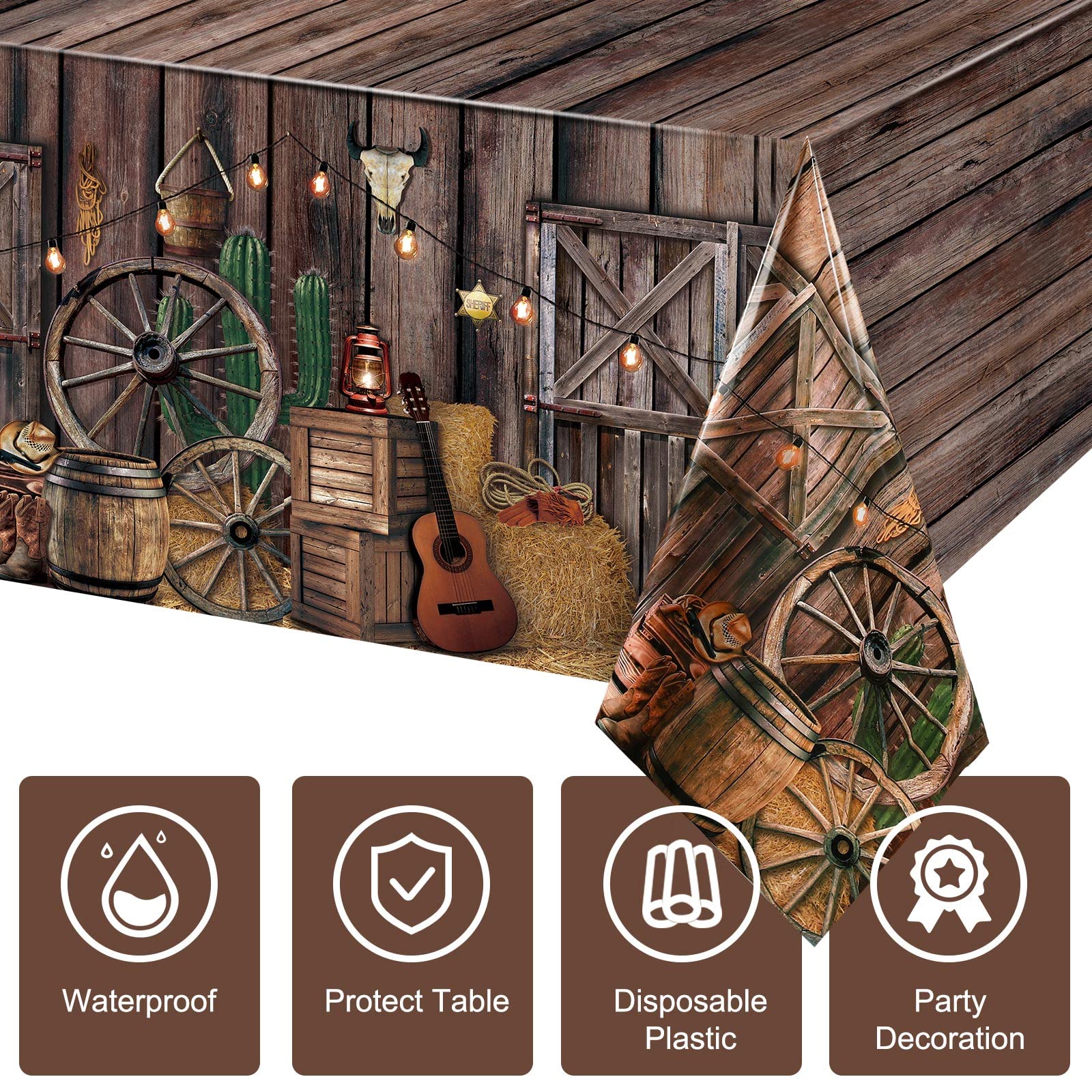 Tiamon wild west tablecover waterproof keeps tables clean during lively gatherings.