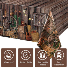 Tiamon wild west tablecover waterproof keeps tables clean during lively gatherings.