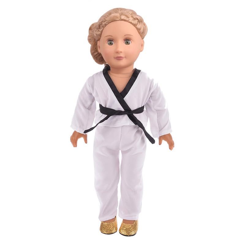 TianBo 18-inch doll karate outfit belts palette, shows all five colors for mix-and-match play