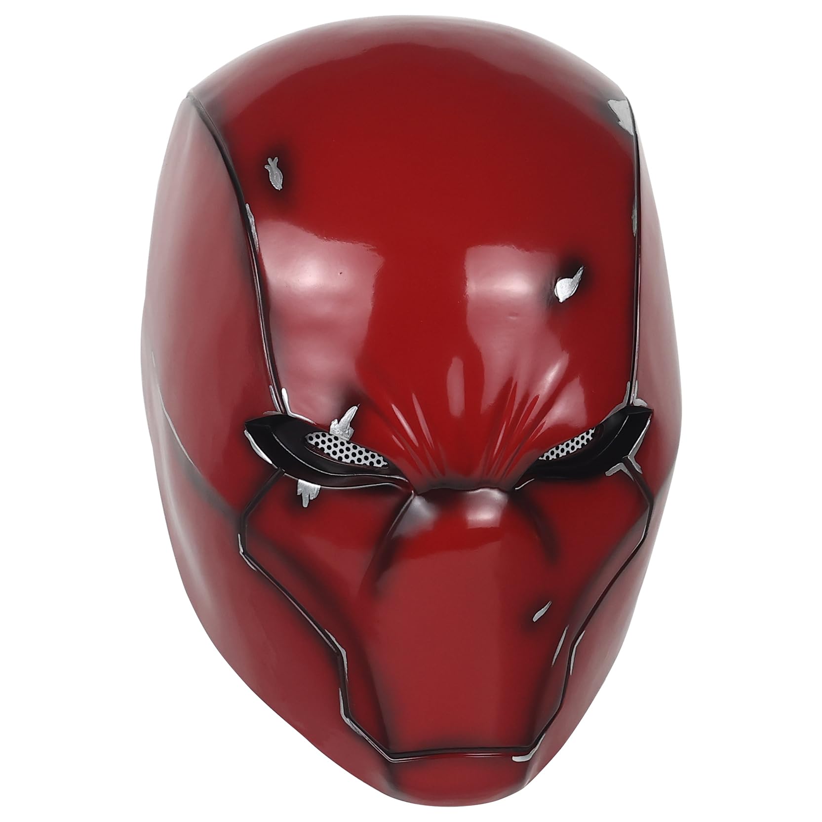 Tiangong Red Hood Helmet front view highlighting metallic glow for cosplay