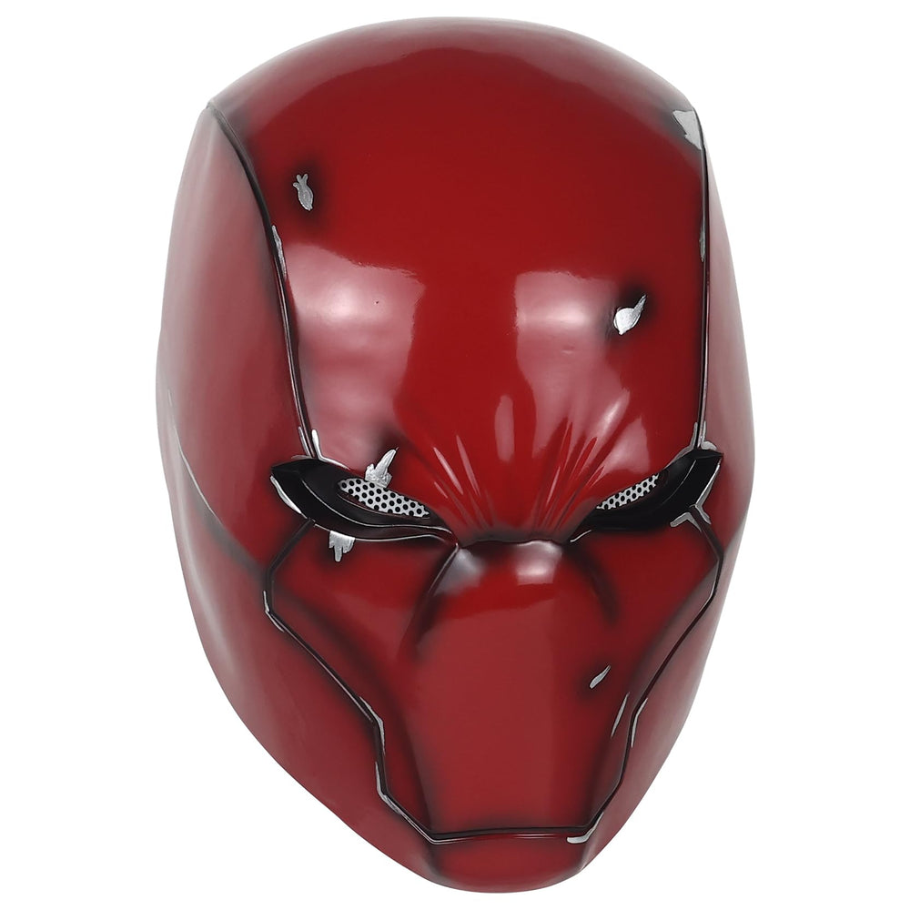 Tiangong Red Hood Helmet front view highlighting metallic glow for cosplay