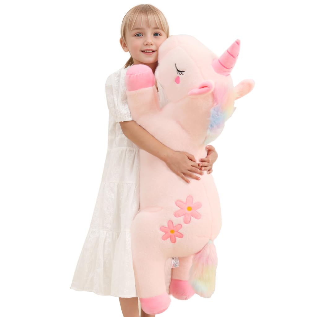 Tianmihou 32-inch unicorn plush for cozy cuddling and room decor.