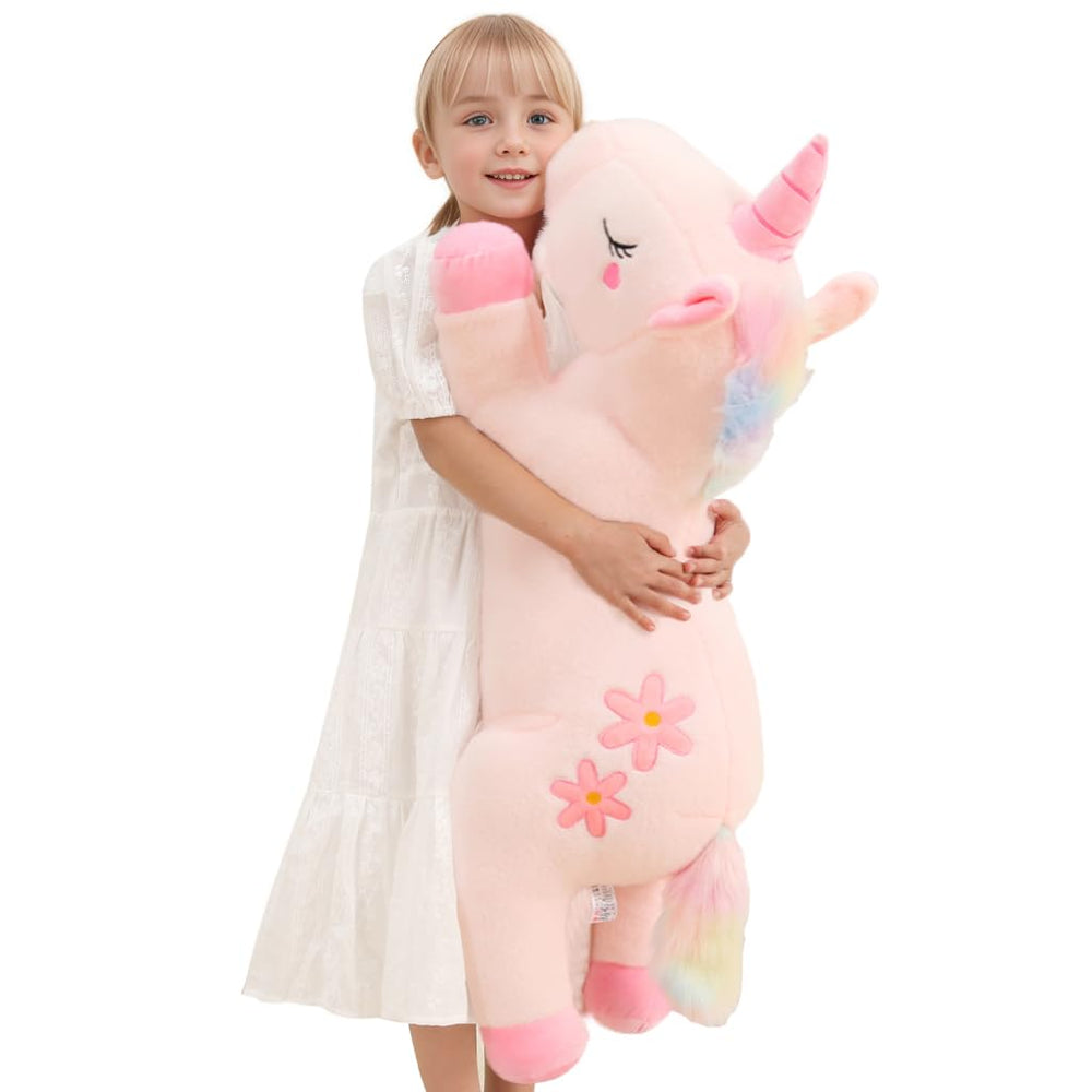 Tianmihou 32-inch unicorn plush for cozy cuddling and room decor.
