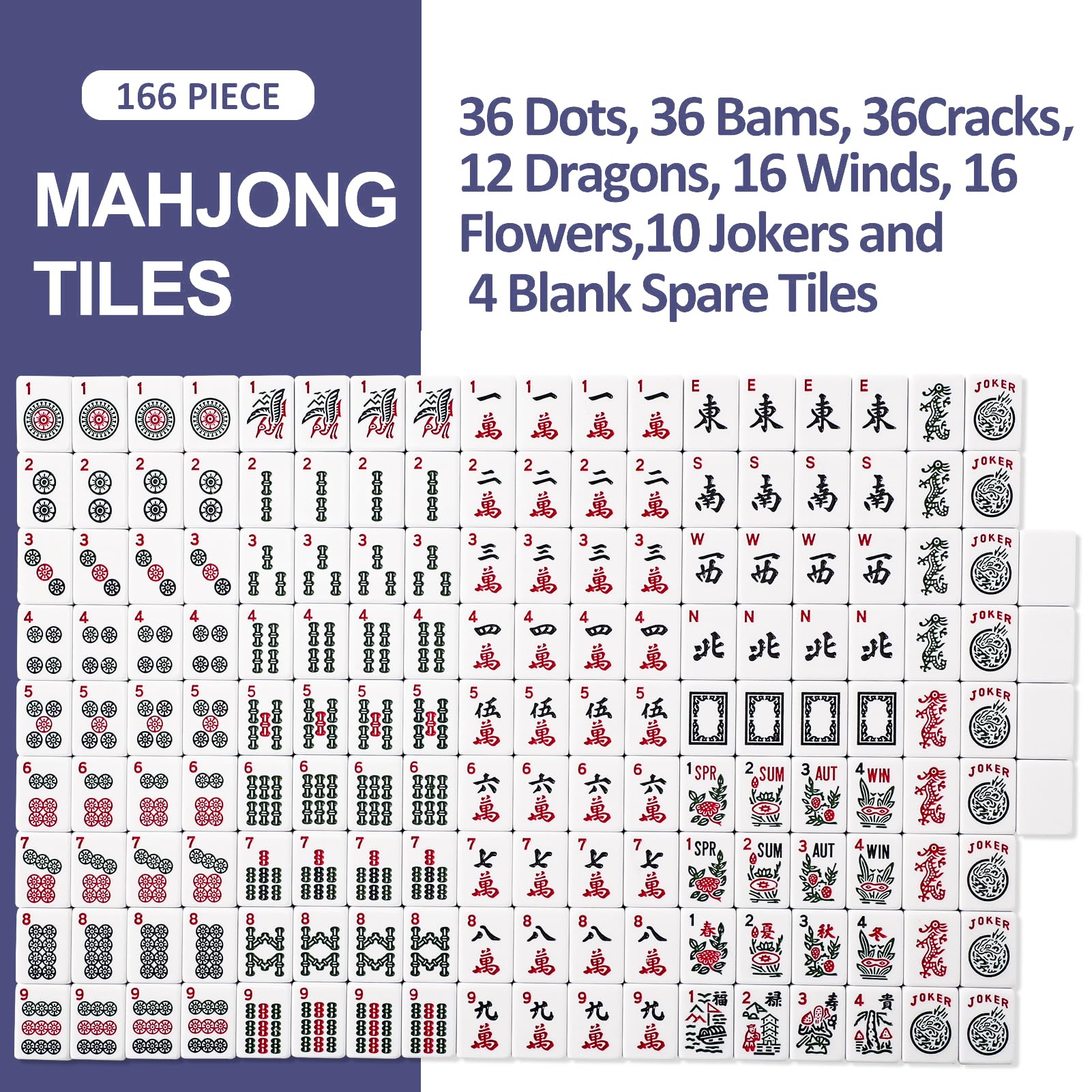 TIASUSAN 166-tile set features durable melamine and clear numerals.