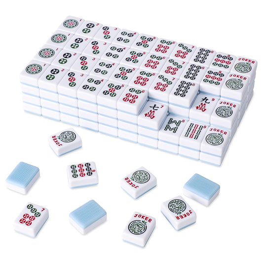 TIASUSAN American Mahjong tiles with blue backs, durable and easy to grip