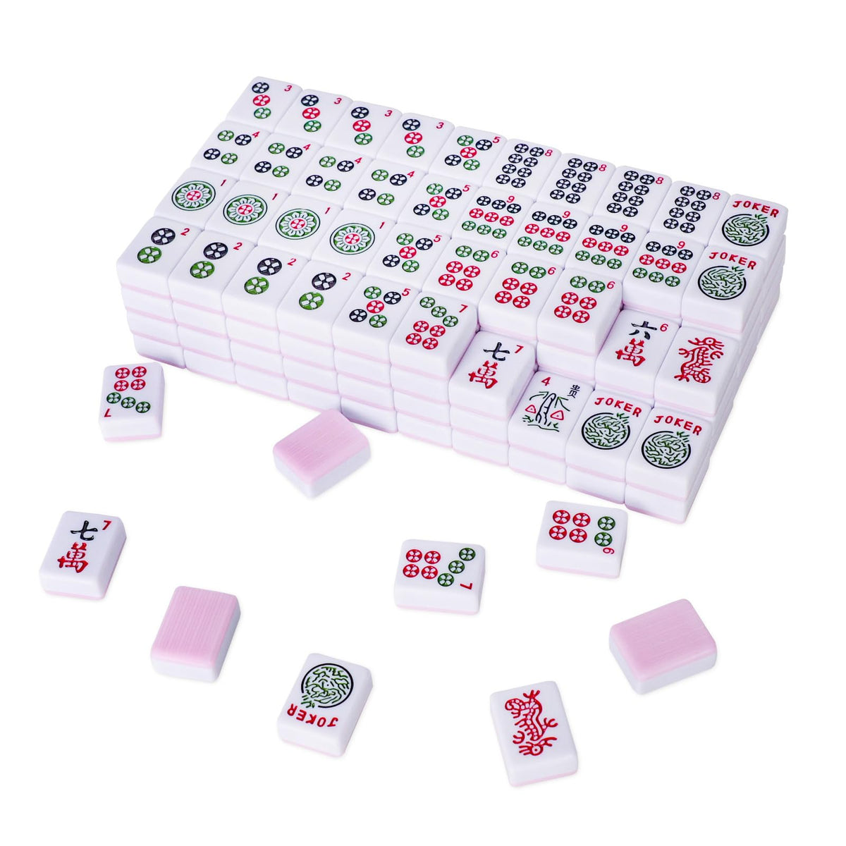 TIASUSAN American Mahjong tiles with pink backs for stylish, comfortable play.