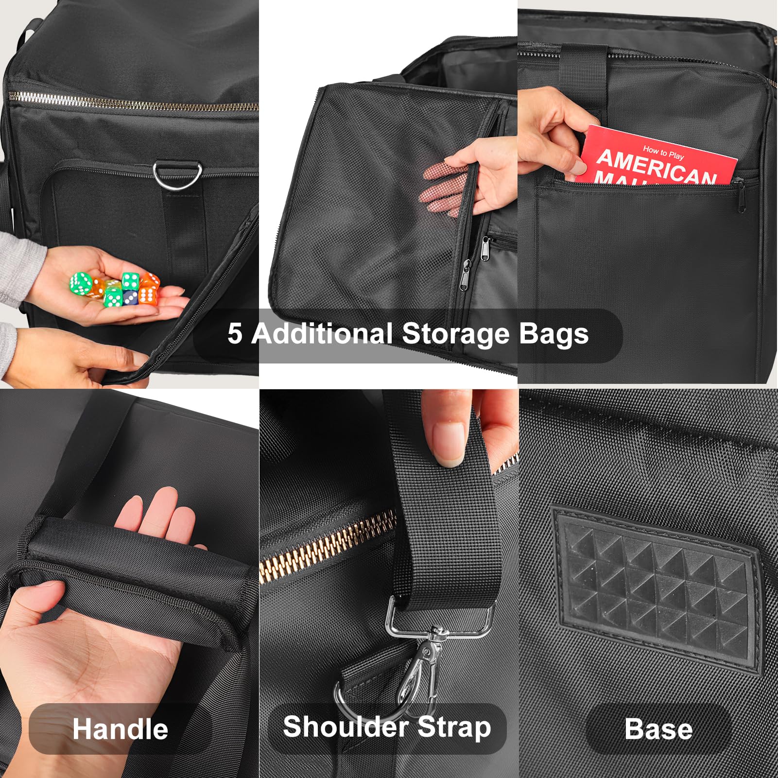 TIASUSAN Board Game Bag holds 6–7 large games up to 12x12 inches.