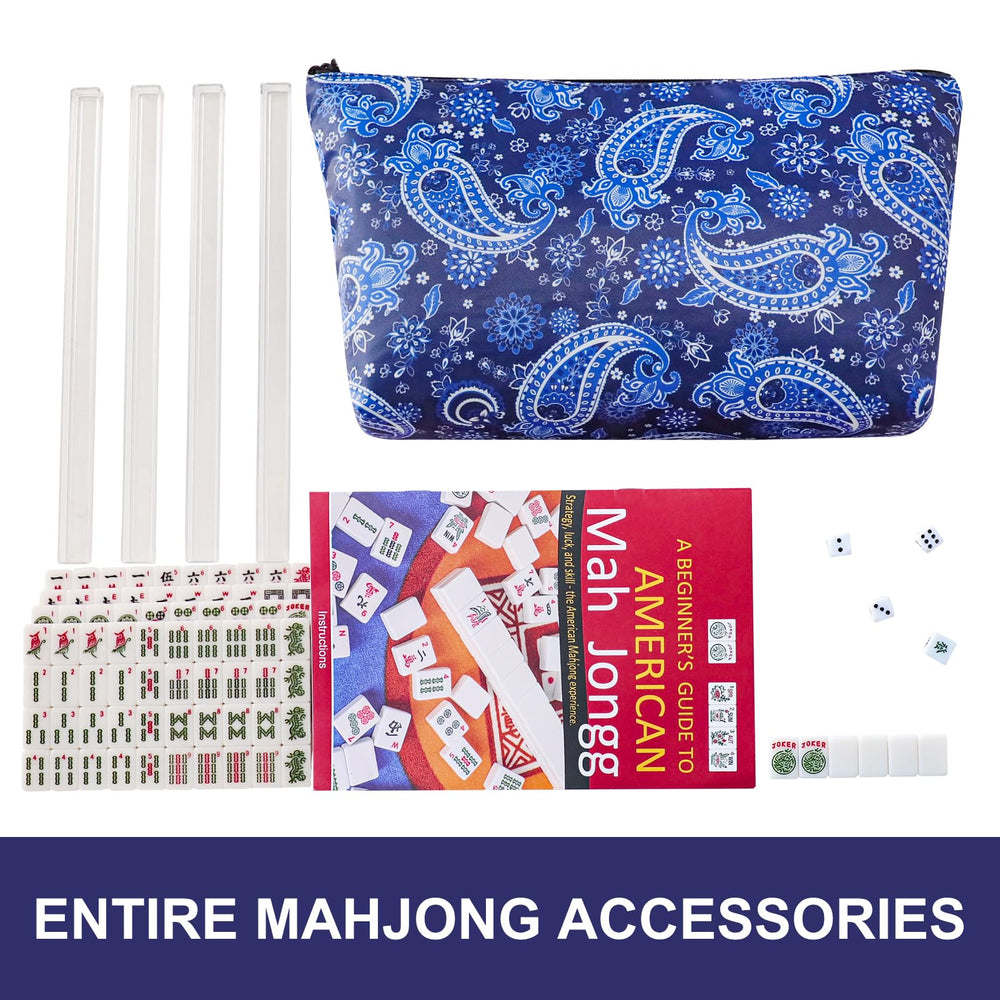 TIASUSAN blue printed bag keeps accessories tidy during trips.