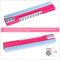 TIASUSAN Mahjong racks with pushers show compact dimensions for portable game nights.