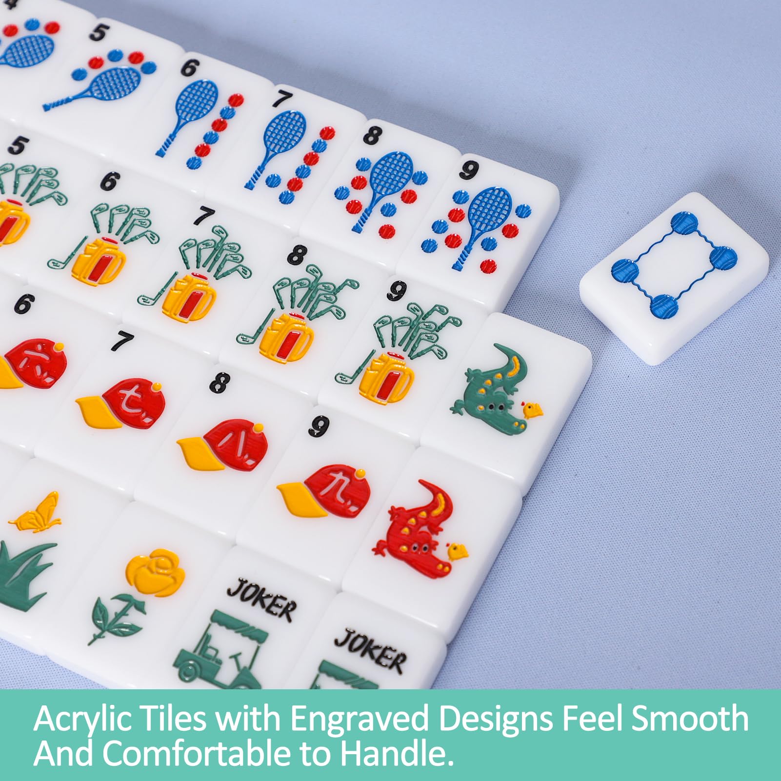 TIASUSAN precision-engraved tiles enable quick symbol recognition during play.