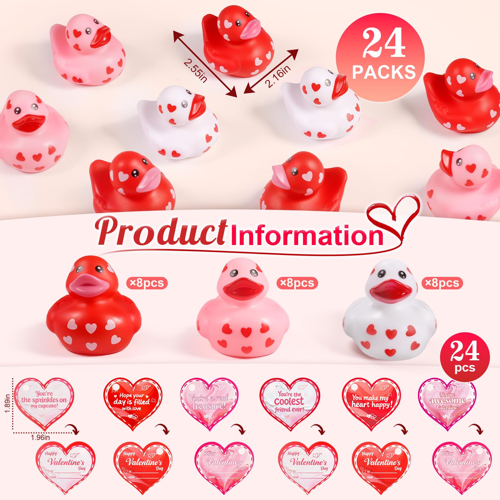 Tiaxidex valentines ducks with heart card for personal notes.