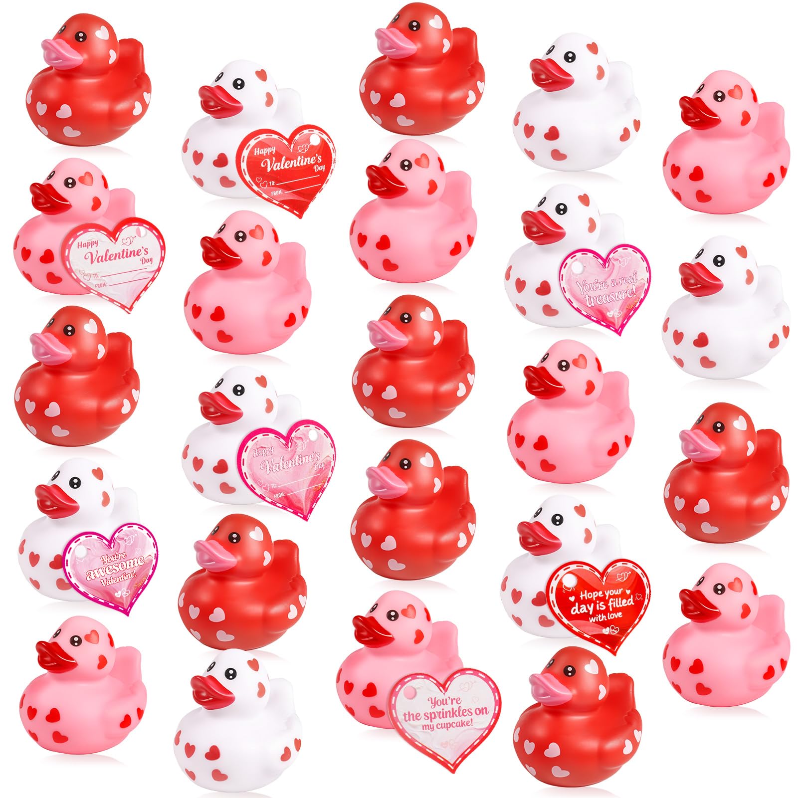Tiaxidex valentines ducks with heart designs for gifting and classroom activities.