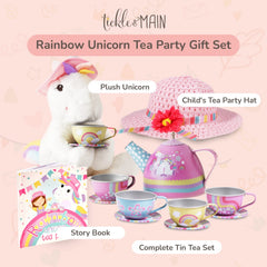 Tickle and Main plush tea party set rainbow cups invite kid-sized pretend tea parties