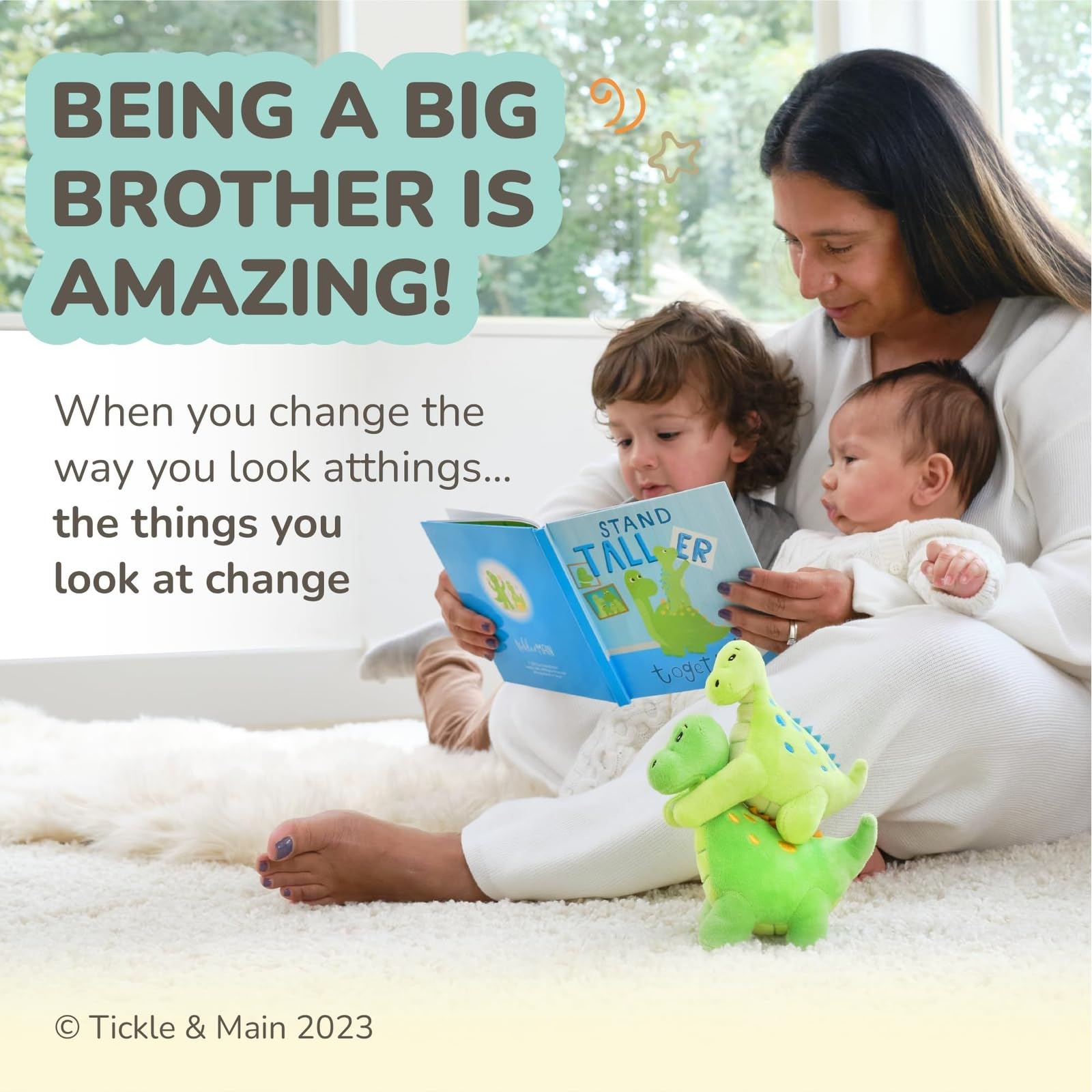Tickle & Main gift packaging presents a thoughtful dino set for siblings.