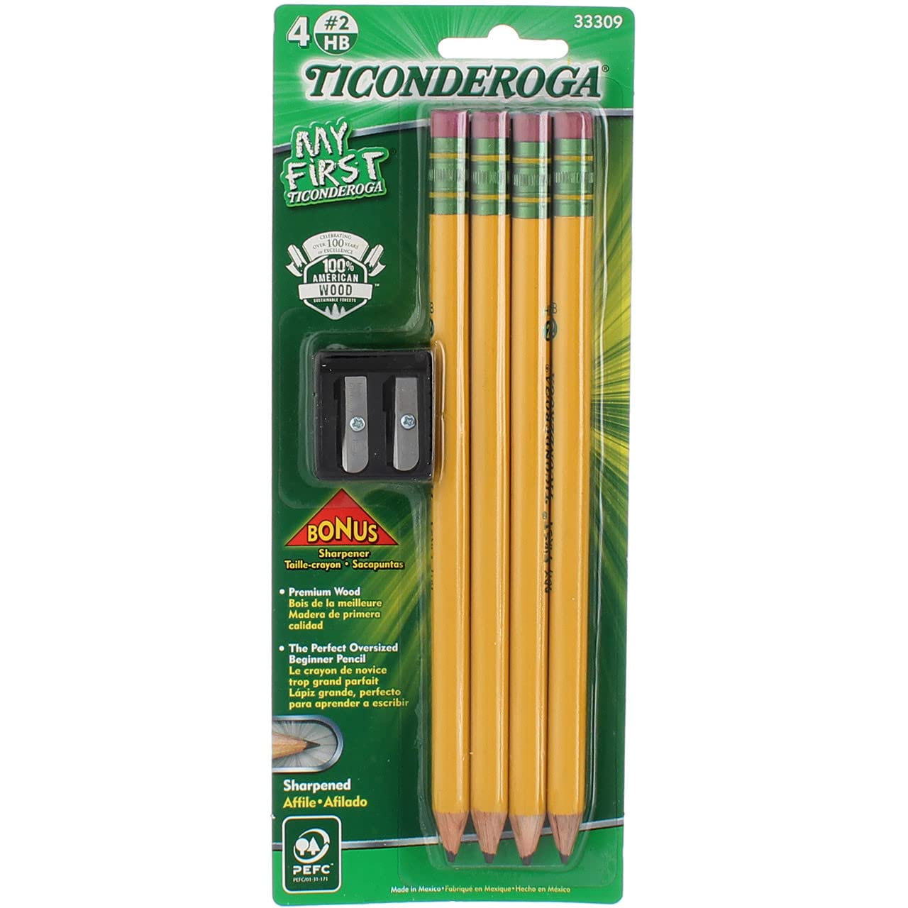Ticonderoga My First Primary Pencil 2 Pack front view for small hands and easy grip.