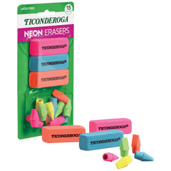 Ticonderoga neon erasers latex-free option for sensitive hands