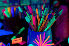 Ticonderoga neon erasers packaging shows contents and colors