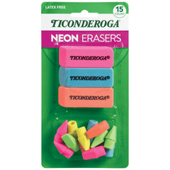 Ticonderoga neon erasers pencil-top 12-pack for quick corrections on the go