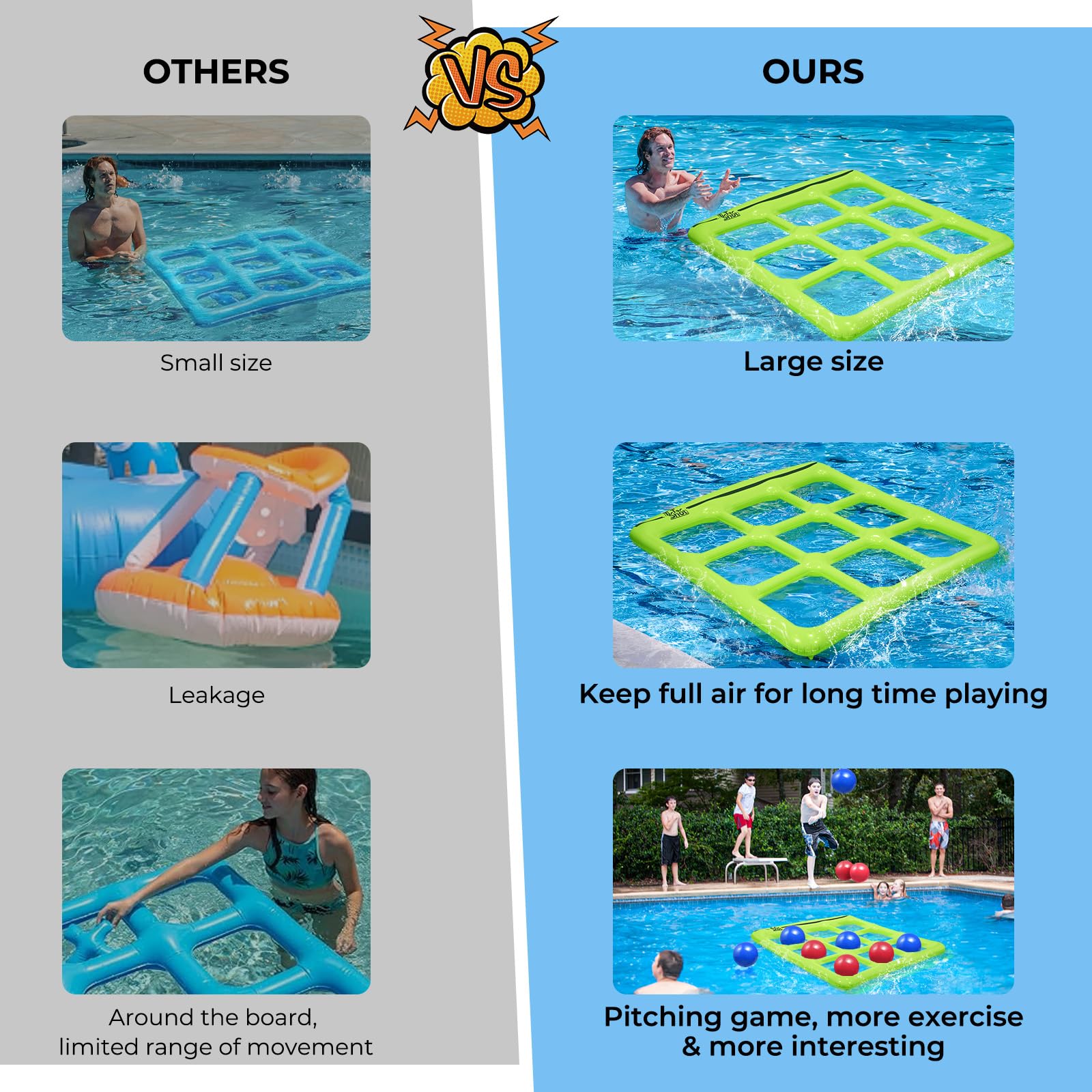 TicTac Shot inflatable pump for quick setup and play.