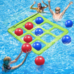 TicTac Shot board inflated on water for active pool play.