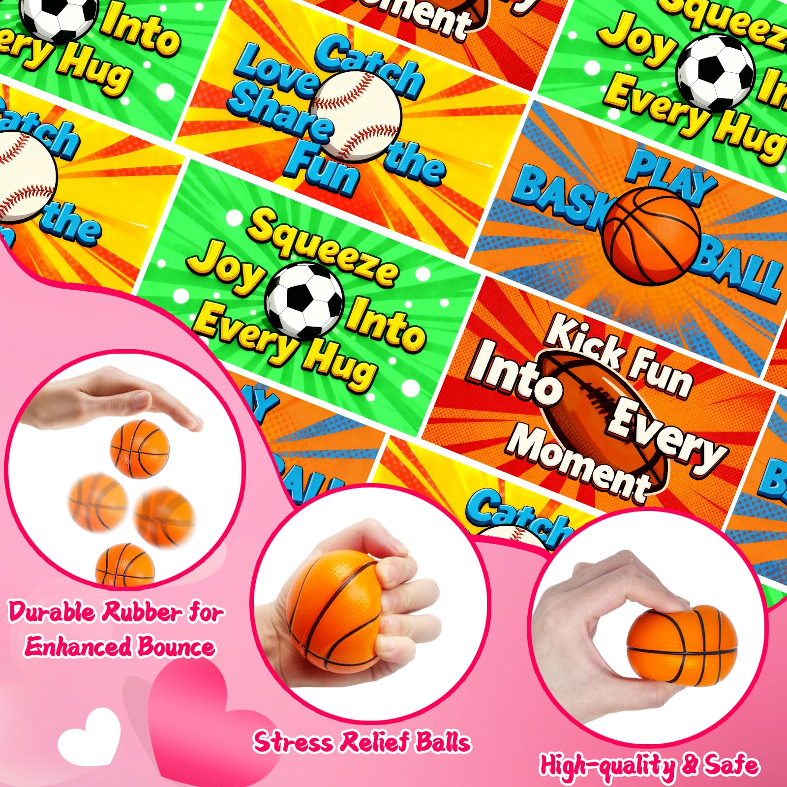 Tidesiok Valentines cards for kids classroom paired with stress balls.