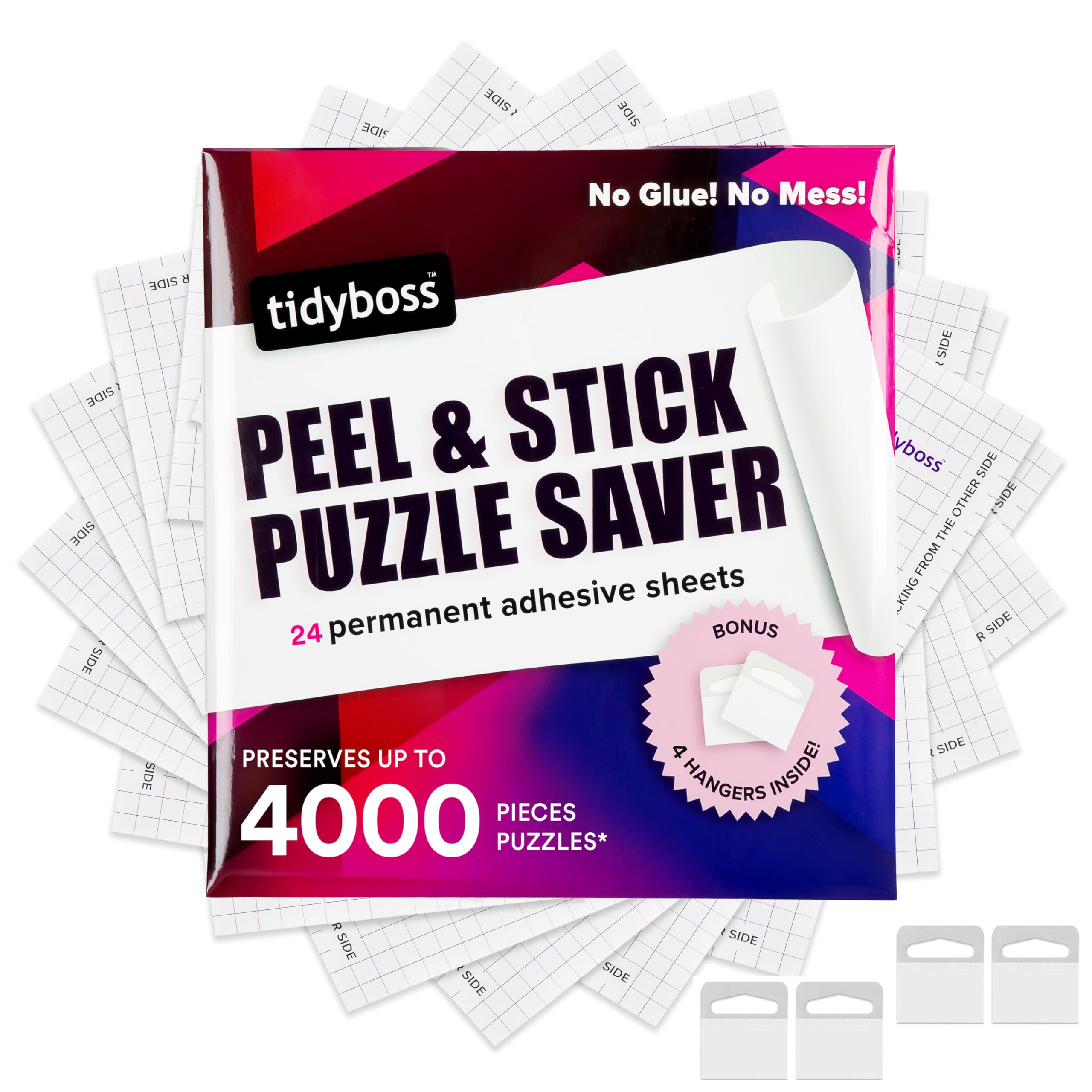 TIDYBOSS 24-pack puzzle saver sheets help keep your puzzles flat for easy framing.