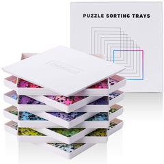 Tidyboss 8-piece puzzle trays with lid for organized sorting on a flat surface