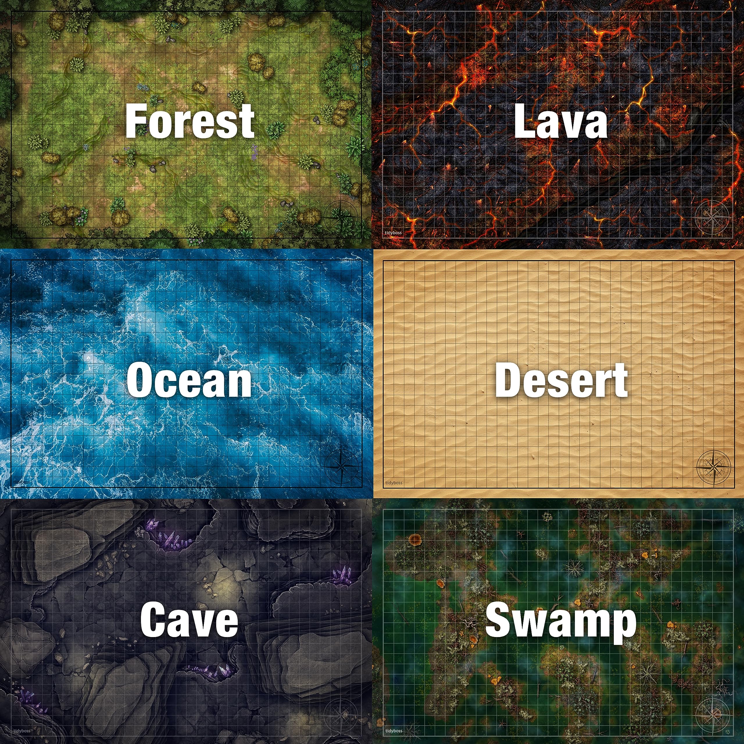 Tidyboss DND cave terrain grid delivers dark, dramatic combat zones.