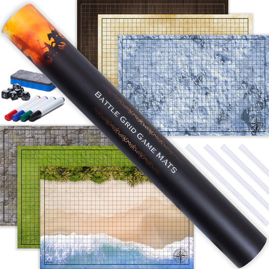 Tidyboss DND Starter Set flat grid mat for crease-free, smooth battle layouts