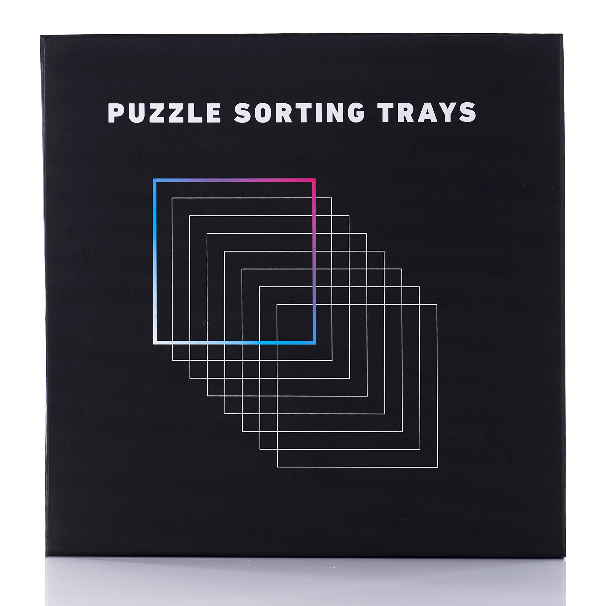 TIDYBOSS stackable puzzle trays in black for space-saving sorting.