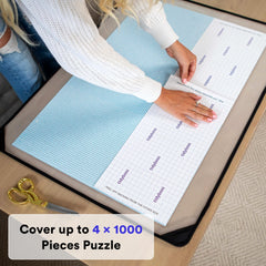 TIDYBOSS Strong Adhesive Finish shields puzzle pieces from dust and scratches.