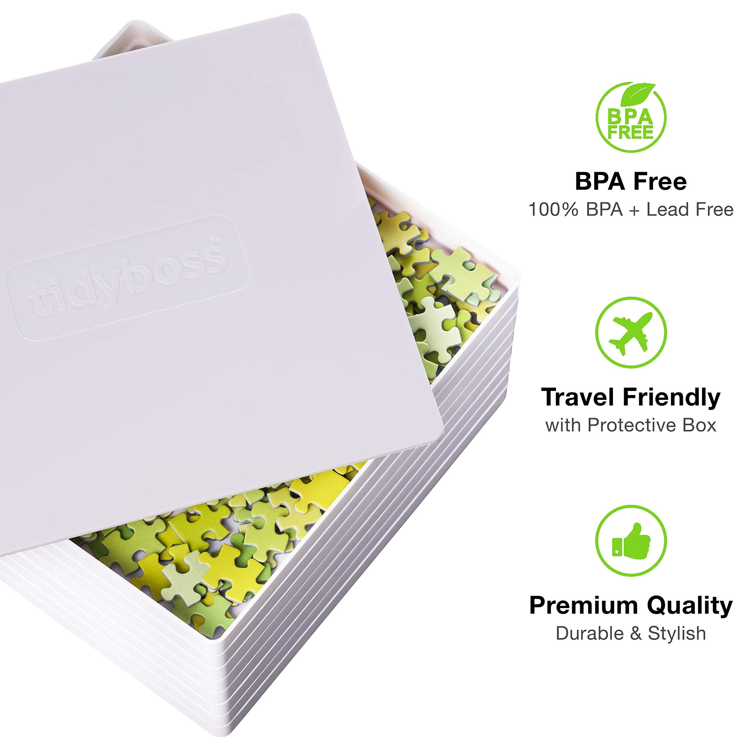 Tidyboss white background puzzle trays highlighting pieces for easy visibility