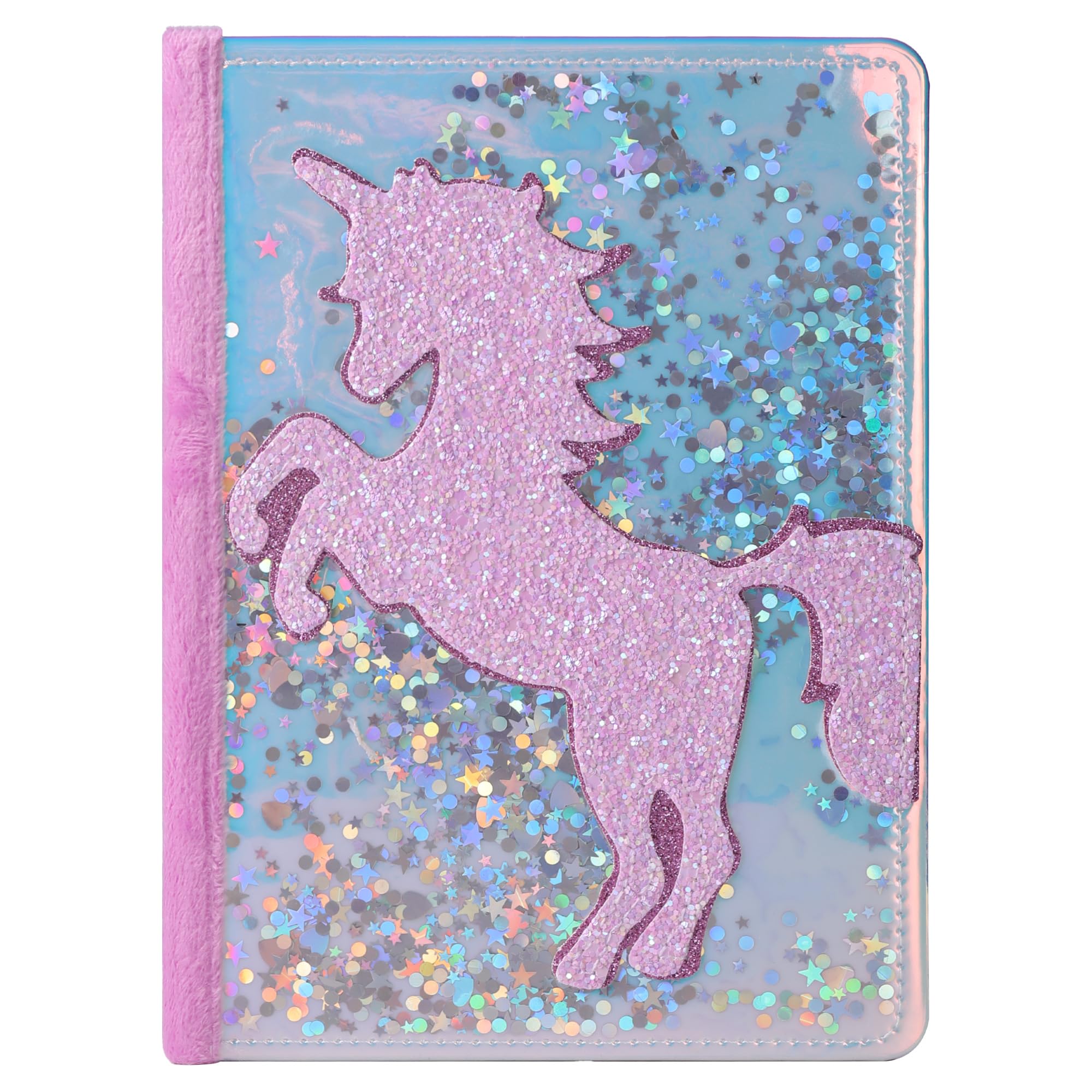 TIEFOSSI unicorn glitter diary cover with durable sparkle for kids.