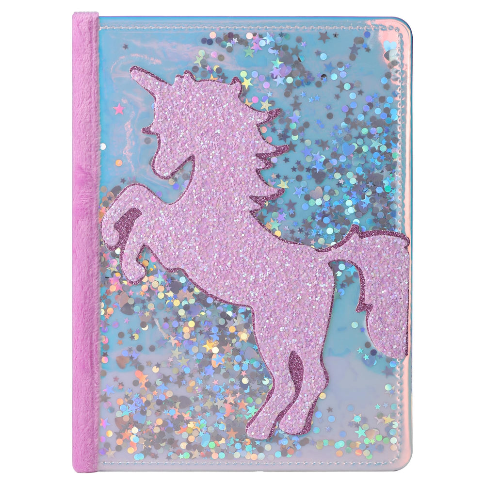 TIEFOSSI unicorn glitter diary cover with durable sparkle for kids.