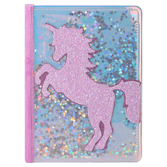 TIEFOSSI unicorn glitter diary cover with durable sparkle for kids.